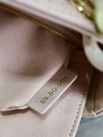 MINI LADY BAG 17 IN BABY PINK QUILTED MACROCANNAGE CALFSKIN SWAMP YELLOW STRAP - Image 11
