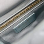 MINI LADY BAG 17 IN BABY BLUE QUILTED MACROCANNAGE CALFSKIN GREEN STRAP - Image 2
