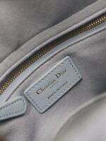 MEDIUM LADY BAG 20 IN BABY BLUE QUILTED MACROCANNAGE CALFSKIN GREEN STRAP - Image 11