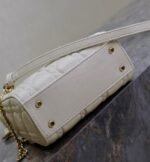 MINI LADY BAG 17 IN WHITE QUILTED MACROCANNAGE CALFSKIN BLACK STRAP - Image 14