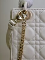 MINI LADY BAG 17 IN WHITE QUILTED MACROCANNAGE CALFSKIN BLACK STRAP - Image 15