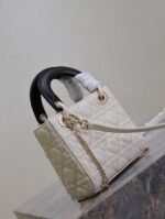 MINI LADY BAG 17 IN WHITE QUILTED MACROCANNAGE CALFSKIN BLACK STRAP - Image 17