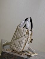 MINI LADY BAG 17 IN WHITE QUILTED MACROCANNAGE CALFSKIN BLACK STRAP - Image 18