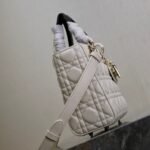 LADY BAG 20 IN WHITE QUILTED MACROCANNAGE CALFSKIN BLACK STRAP - Image 15