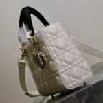 LADY BAG 20 IN WHITE QUILTED MACROCANNAGE CALFSKIN BLACK STRAP - Image 7