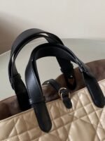 MEDIUM TOUJOURS BAG 28 IN BEIGE CANNAGE CALFSKIN BLACK STRAP - Image 7