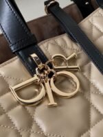 MEDIUM TOUJOURS BAG 28 IN BEIGE CANNAGE CALFSKIN BLACK STRAP - Image 9