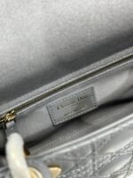 LADY SMALL BAG 20 IN GREY MACROCANNAGE LAMBSKIN GOLD HARDWARE - Image 11