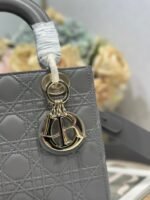 LADY SMALL BAG 20 IN GREY MACROCANNAGE LAMBSKIN GOLD HARDWARE - Image 7