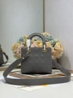 LADY SMALL BAG 20 IN GREY MACROCANNAGE LAMBSKIN GOLD HARDWARE - Image 8