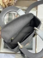 LADY SMALL BAG 20 IN GREY MACROCANNAGE LAMBSKIN GOLD HARDWARE - Image 4