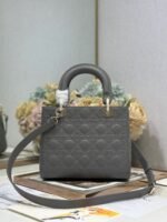LADY SMALL BAG 24 IN GREY MACROCANNAGE LAMBSKIN GOLD HARDWARE - Image 2