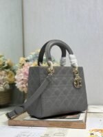 LADY SMALL BAG 24 IN GREY MACROCANNAGE LAMBSKIN GOLD HARDWARE - Image 4