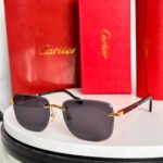 SANTOS ROUND FRAME SUNGLASSES 524480 IN METAL AND WOODEN - Image 2