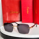 SANTOS SQUARE FRAME SUNGLASSES 524481 IN METAL AND WOODEN - Image 2