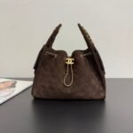 CHANEL 25S HOBO BAG 30 CM IN DARK BROWN SUEDE WITH GOLD HARDWARE - Image 9