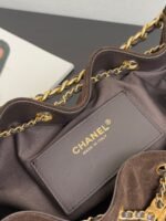 CHANEL 25S HOBO BAG 30 CM IN DARK BROWN SUEDE WITH GOLD HARDWARE - Image 16