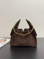 CHANEL 25S HOBO BAG 30 CM IN DARK BROWN SUEDE WITH GOLD HARDWARE - Image 10