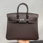 HM BIRKIN 25CM CAFE CROCODILE AND TOGO LEATHER SILVER HARDWARE - Image 6