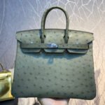 HM BIRKIN 30CM KHAKI OSTRICH LEATHER SILVER HARDWARE - Image 6