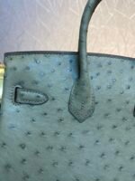 HM BIRKIN 30CM KHAKI OSTRICH LEATHER SILVER HARDWARE - Image 8