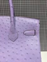 HM BIRKIN 30CM PURPLE OSTRICH LEATHER SILVER HARDWARE - Image 8
