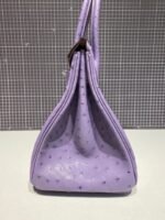 HM BIRKIN 30CM PURPLE OSTRICH LEATHER SILVER HARDWARE - Image 9