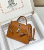 HM KELLY MINI 20 GOLDEN BROWN EPSOM SILVER HARDWARE - Image 4