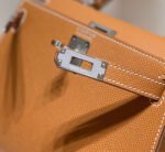 HM KELLY MINI 20 GOLDEN BROWN EPSOM SILVER HARDWARE - Image 15