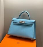 HM KELLY MINI 20 SKY BLUE EPSOM SILVER HARDWARE - Image 2