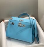 HM KELLY MINI 20 SKY BLUE EPSOM SILVER HARDWARE - Image 5