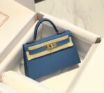 HM KELLY MINI 20 BLUE EPSOM GOLD HARDWARE - Image 10