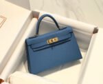 HM KELLY MINI 20 BLUE EPSOM GOLD HARDWARE - Image 12