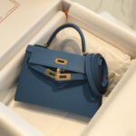 HM KELLY MINI 20 BLUE EPSOM GOLD HARDWARE