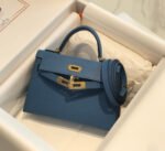 HM KELLY MINI 20 BLUE EPSOM GOLD HARDWARE - Image 9