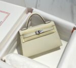 HM KELLY MINI 20 WHITE EPSOM SILVER HARDWARE - Image 9