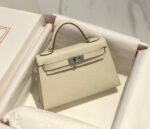 HM KELLY MINI 20 WHITE EPSOM SILVER HARDWARE - Image 3