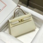 HM KELLY MINI 20 WHITE EPSOM GOLD HARDWARE
