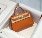 HM KELLY MINI 20 ORANGE EPSOM GOLD HARDWARE - Image 10