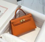 HM KELLY MINI 20 ORANGE EPSOM GOLD HARDWARE - Image 12