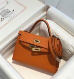 HM KELLY MINI 20 ORANGE EPSOM GOLD HARDWARE - Image 4