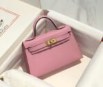 HM KELLY MINI 20 LIGHT PINK EPSOM GOLD HARDWARE - Image 10