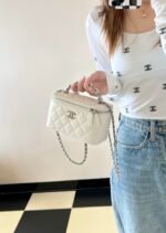 CC VANITY CASE 17 WHITE LAMBSKIN SILVER HARDWARE - Image 20