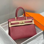 HM BIRKIN 25CM BURGUNDY CALFSKIN GOLD HARDWARE - Image 10