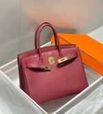 HM BIRKIN 25CM BURGUNDY CALFSKIN GOLD HARDWARE - Image 11