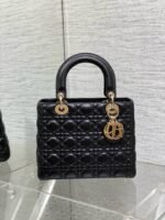 MEDIUM LADY BAG 24 IN BLACK CALFSKIN GOLD HARDWARE - Image 11
