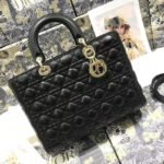 LARGE 32 LADY BAG IN BLACK LAMBSKIN WITH GOLD HARDWARE - Image 10