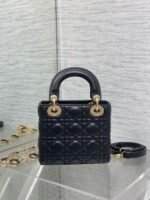 SMALL 20 LADY BAG IN BLACK MACROCANNAGE LAMBSKIN WITH GOLD HARDWARE - Image 13