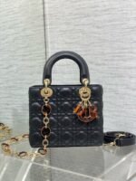 SMALL 20 LADY BAG IN BLACK MACROCANNAGE LAMBSKIN WITH GOLD HARDWARE - Image 8