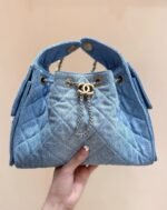 CC 25 HANDBAG IN BLUE 30 DENIM GOLD HARDWARE - Image 6